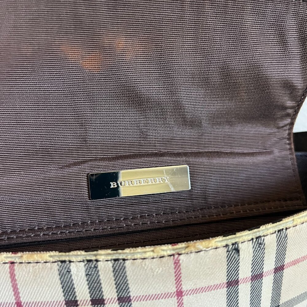 Burberry House Check and Brown Leather Shoulder Bag - Picture 14 of 16